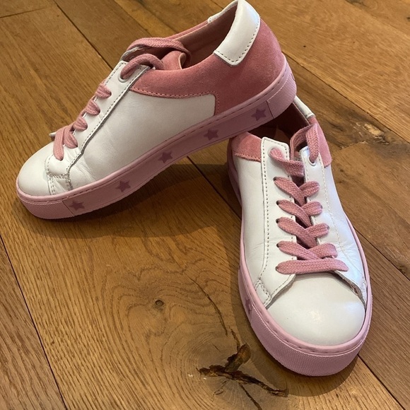 Matchboots ‘Rose Passion’ white leather pink suede lace up sneaker size 5 - Picture 1 of 10